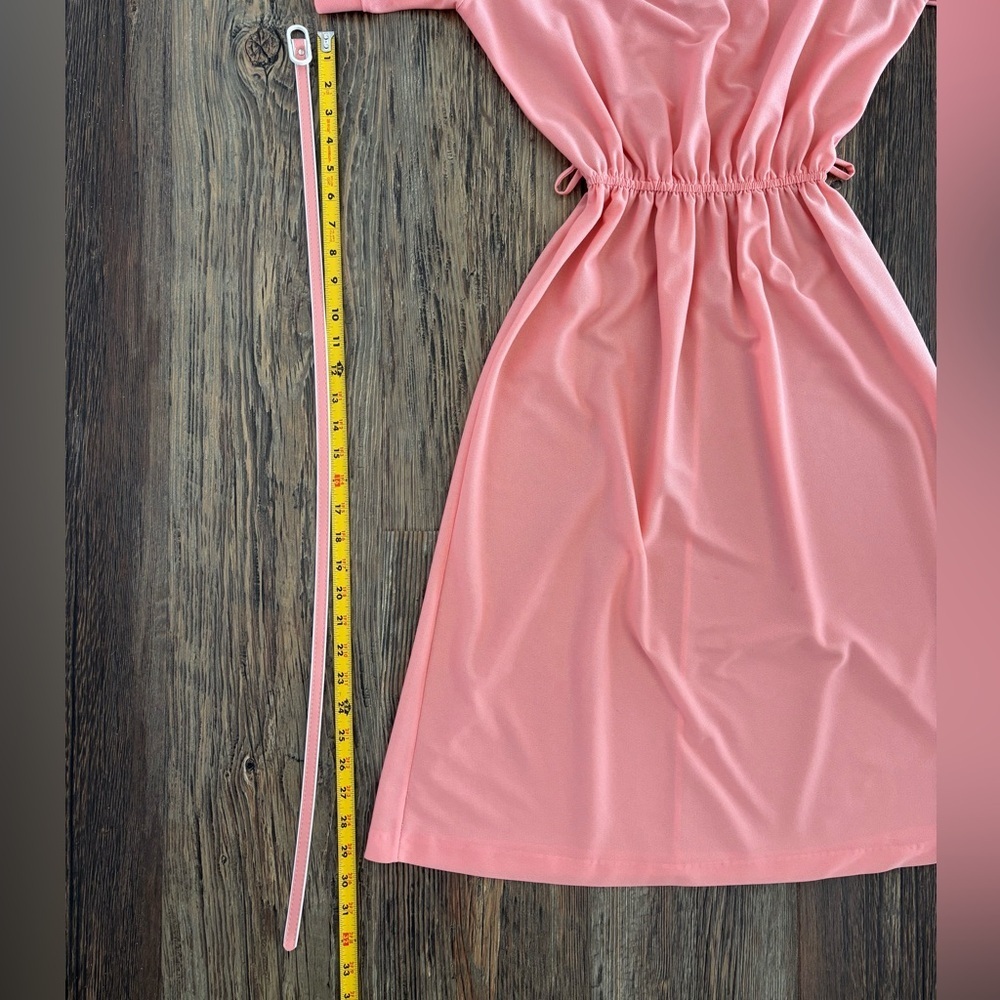 Vtg Doo-Dads Secretary Dress Size 7/8 Peach Semi-Sheer Elastic Waist w/Belt USA - Picture 9 of 13